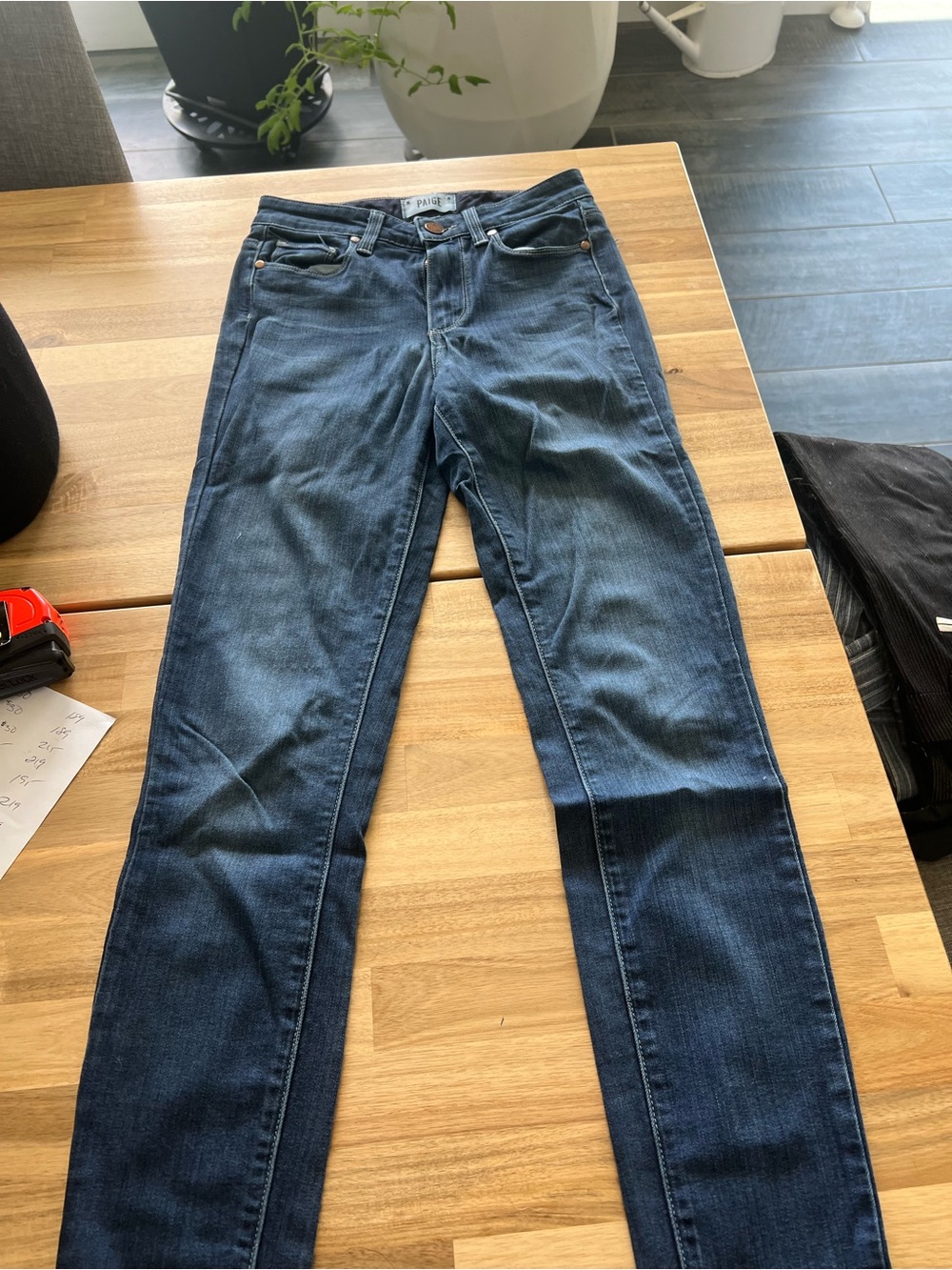 PAIGE Black Denim Jeans with Branded Waist Label